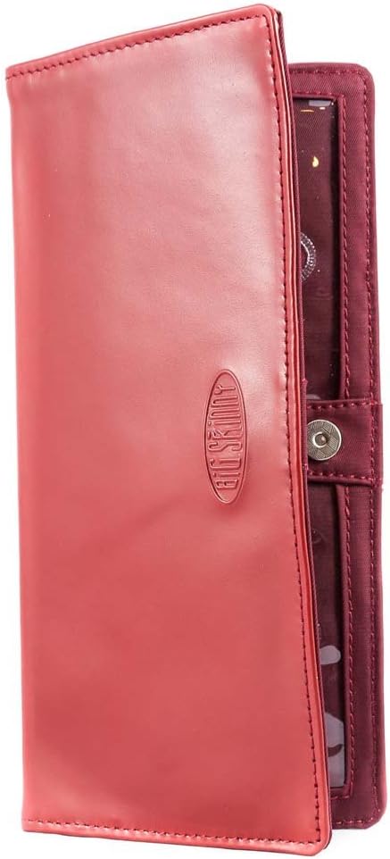 Big Skinny Damen Executive Leder Bi-Fold Scheckbuch Slim Wallet für bis zu 40 Karten Rot, Rot