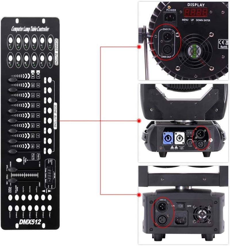 U`king DMX512 Controller, 192 Kanäle DMX512 Controller Konsole Voice-aktiviert für Lichteffekt Bühne