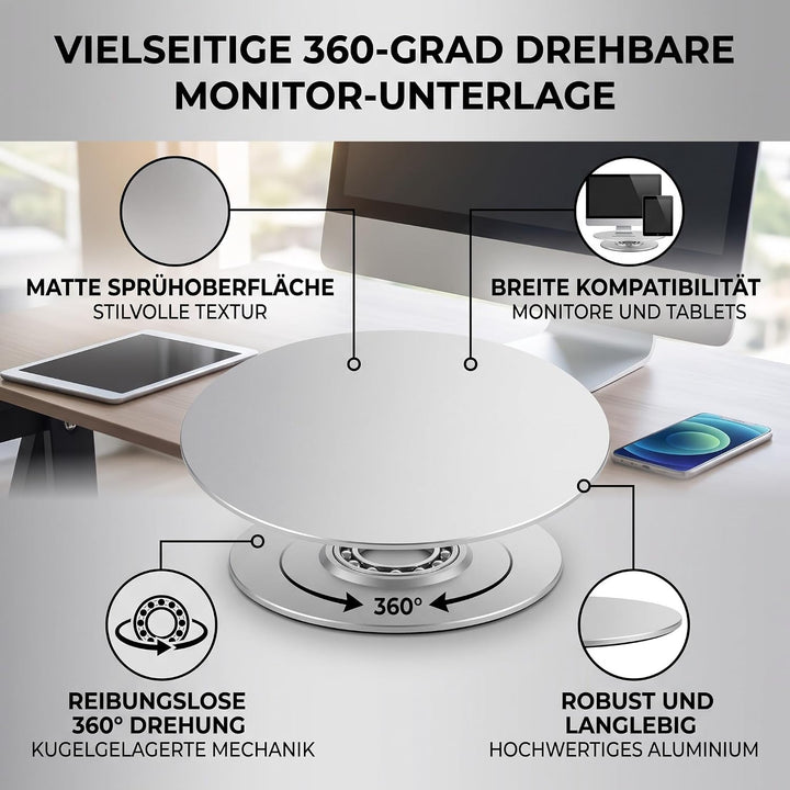 Monitor Drehteller Aluminiumlegierung Drehung Computer Monitor Basis rutschfest Tablet Stand Monitor