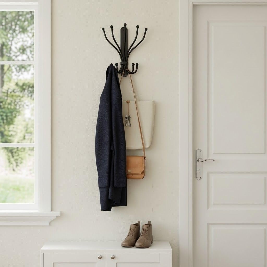 Metall Dekor Wandhaken Steve Garderobe Kleiderhaken schwarz 5 Haken Wandgarderobe