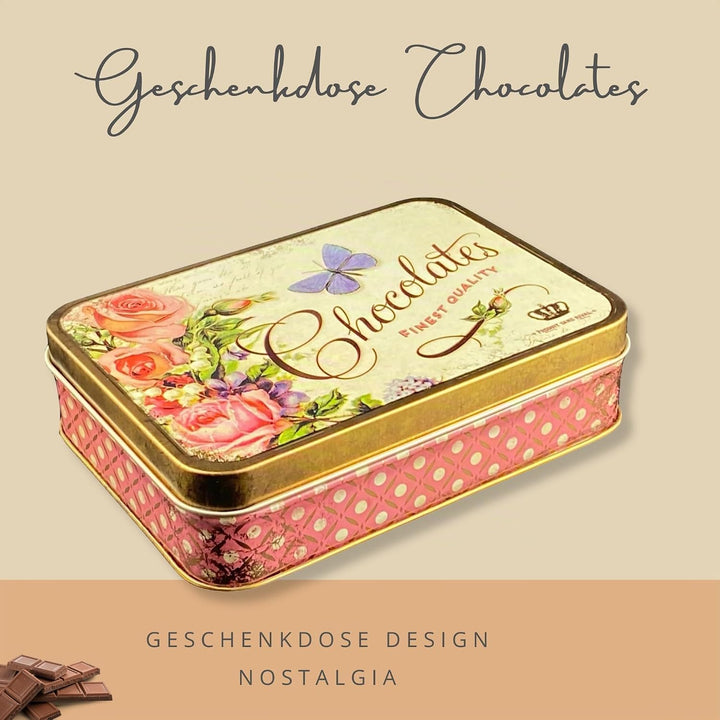 MediMuc Geschenkdose Design Nostalgia - Liebevoll gestaltete rechteckige Bonbondose - Motiv Chocolat