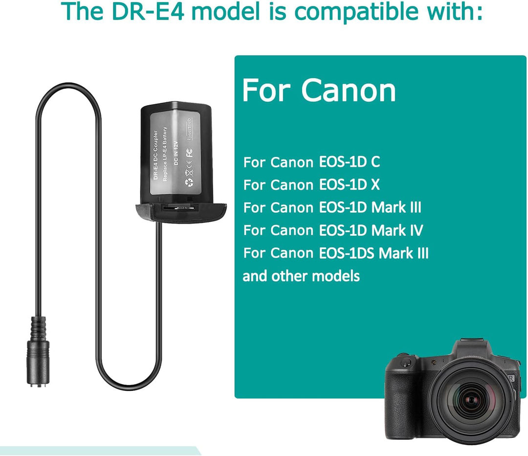 ACK-E4 AC-Netzteil DR-E4 DC-Koppler LP-E19 LP-E4 Dummy-Batterie für Canon EOS 1D C,1D X,1D Mark III,