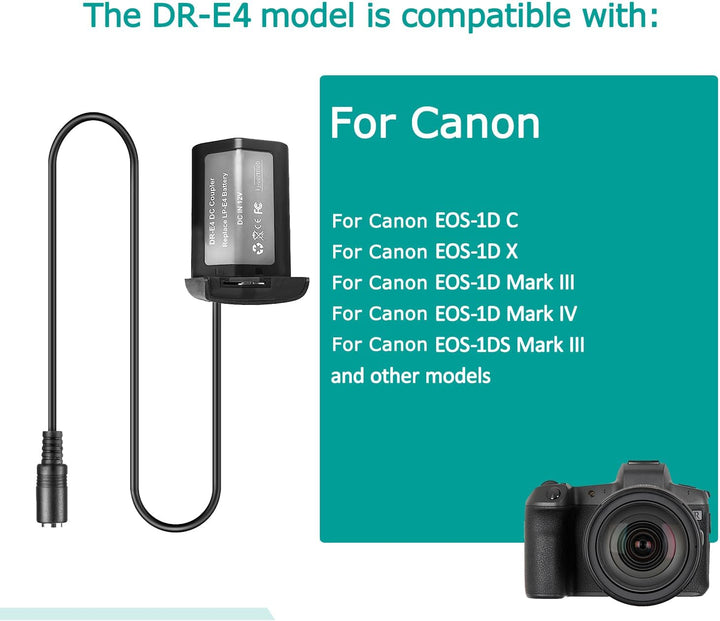 ACK-E4 AC-Netzteil DR-E4 DC-Koppler LP-E19 LP-E4 Dummy-Batterie für Canon EOS 1D C,1D X,1D Mark III,