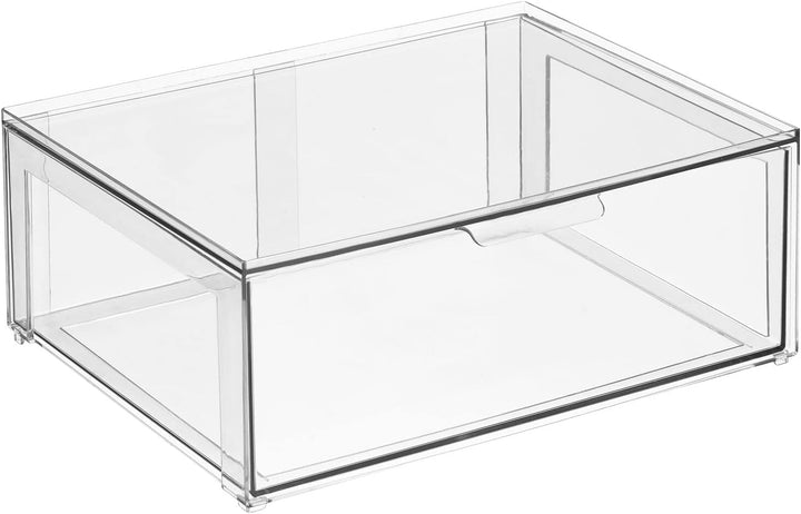 mDesign grosse Aufbewahrungsbox mit Schublade – stabile Schubladenbox aus BPA-freiem Kunststoff zur