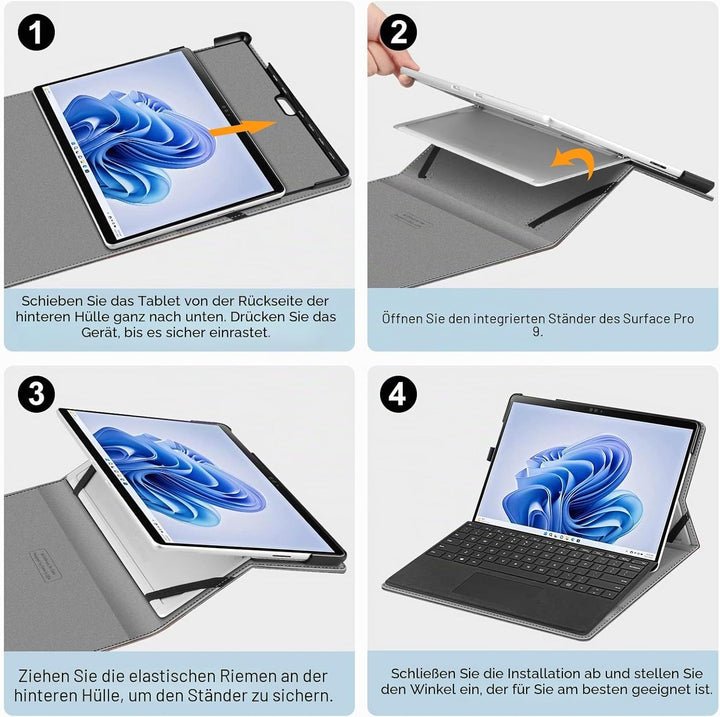 Fintie Hülle für Microsoft Surface Pro 11/10 / 9 (2024-2022) 13 Zoll - Multi-Sichtwinkel Kunstleder
