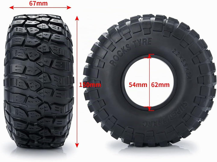 AXspeed 4 Stück RC-Reifen, 2,2 Zoll 150mm Gummireifen-Set, Radreifen für 1/10 Axial Wraith 90048 RR1