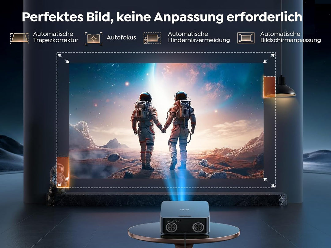 Beamer 4K【Offizielles Netflix & Dolby Audio】 Toptro 1200 ANSI Smart Beamer Heimkino, 1080P Full HD V