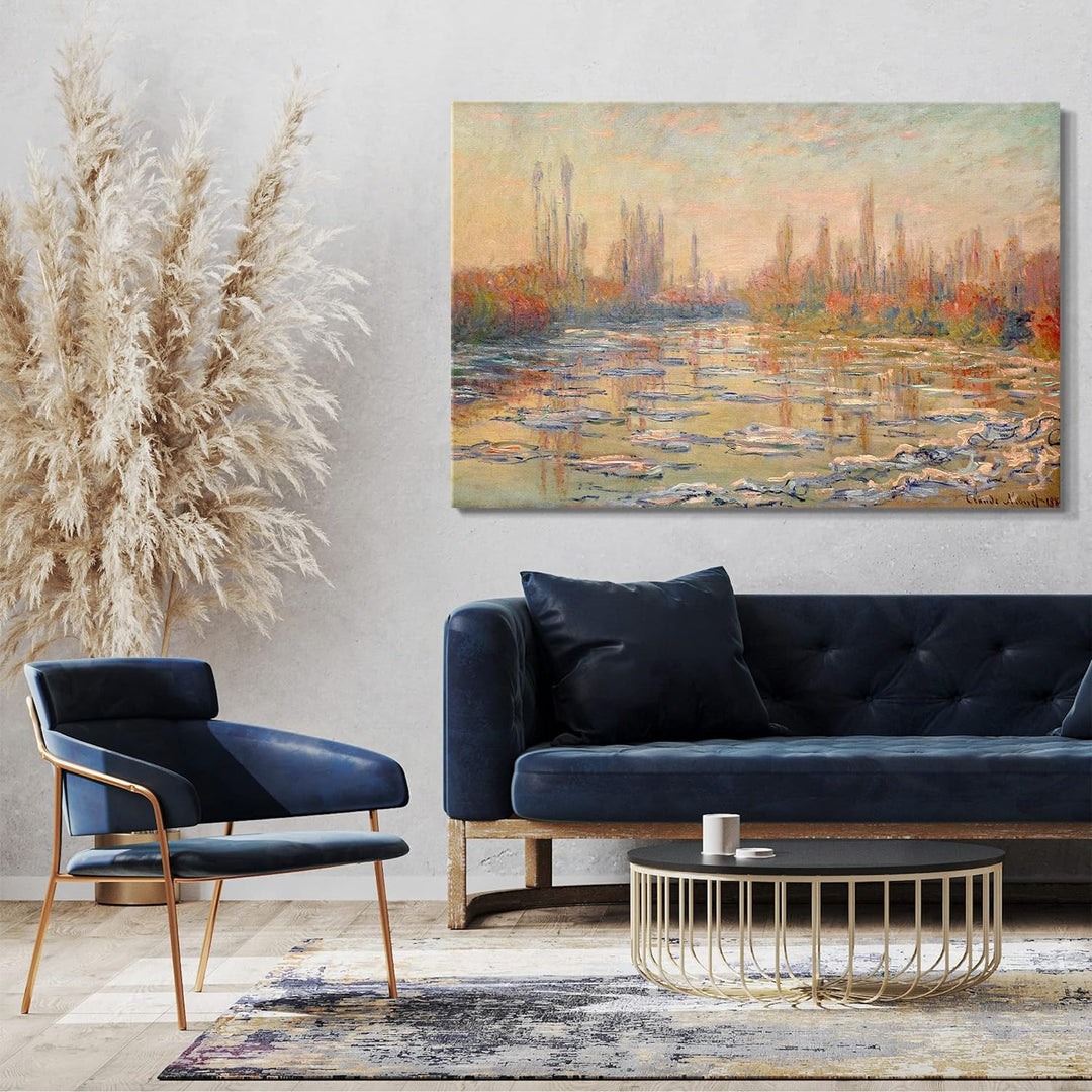 Printed Paintings Leinwand (80x60cm): Claude Monet - Eisgang auf der Seine 80x60 cm, 80x60 cm