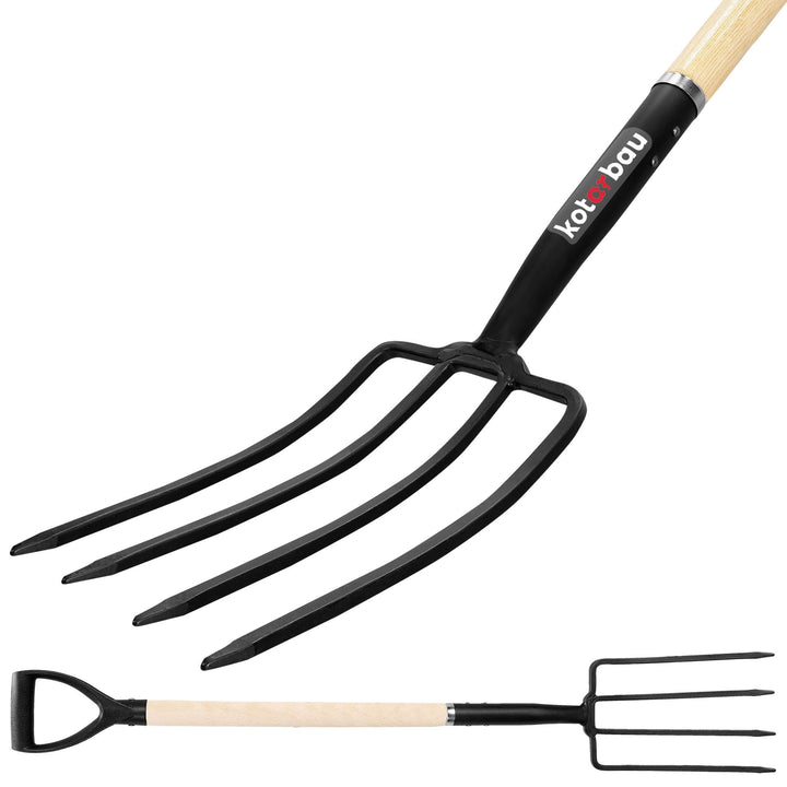 KOTARBAU® Mistforke 4 Zinken 115cm mit Metallstiel Flach für Garten und Landwirtschaft