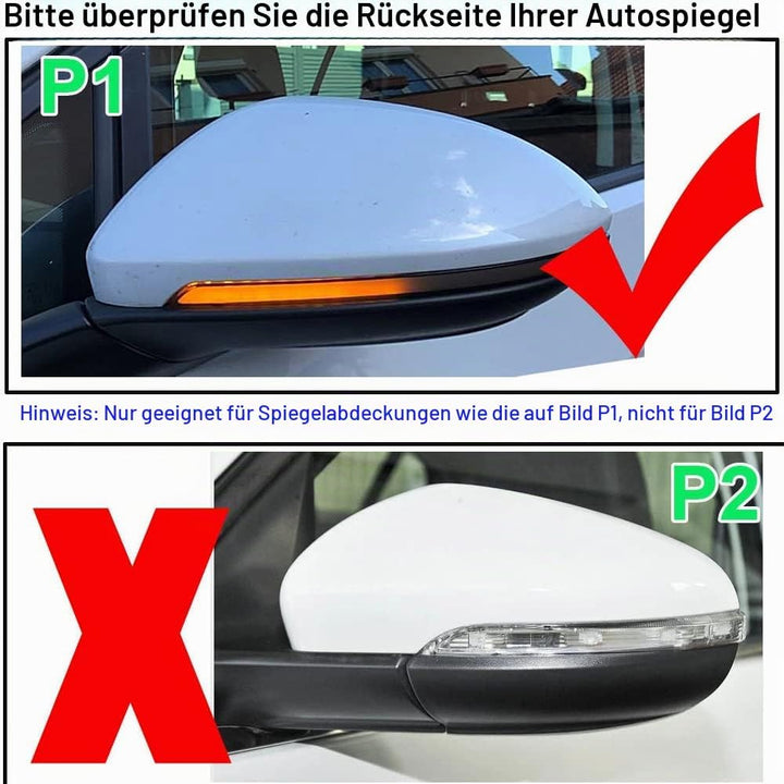 1 Paar Spiegelkappen Links Rechts Seitenspiegel Abdeckkappen für Golf MK7 7.5 GTI 7 Golf 7 R