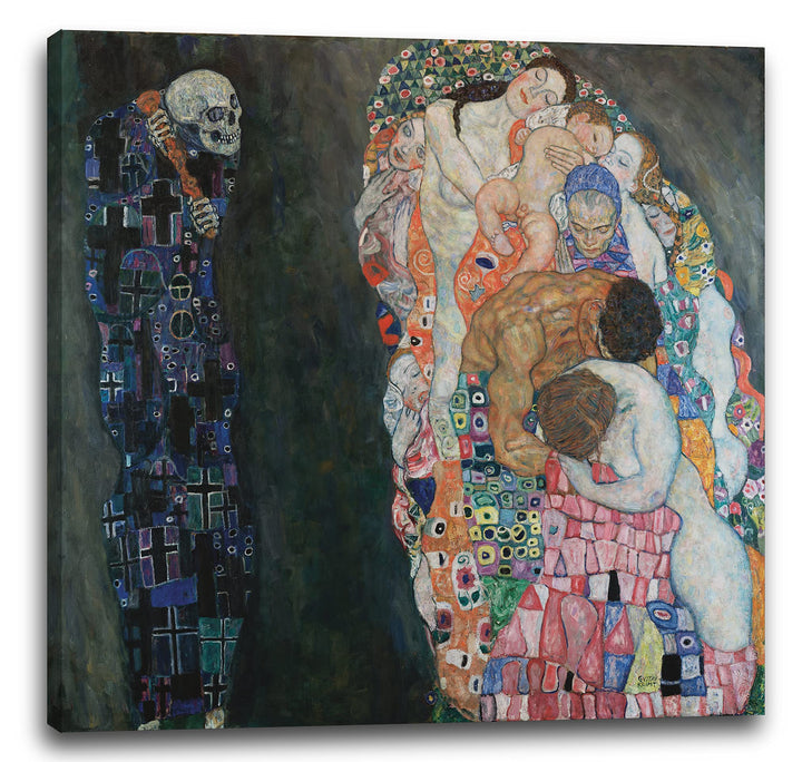 Printed Paintings Leinwand (70x70cm): Gustav Klimt - Tod und Leben (1908-1915) 70x70 cm, 70x70 cm
