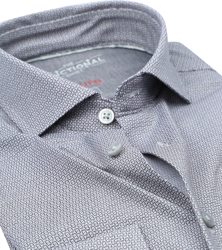 Pure Slim Fit Functional Hemd Langarm Haifischkragen Stretch Muster blau 39 Schwarz, 39 Schwarz