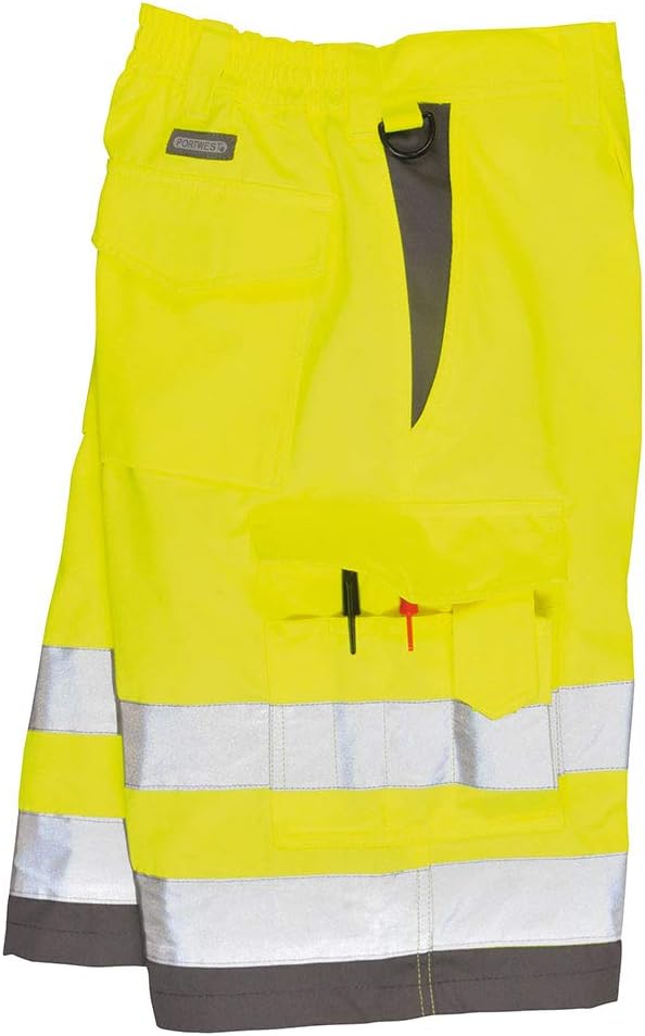 Portwest Warnschutz-Shorts aus Polyester-Baumwolle, Grösse: S, Farbe: Gelb/Grau, E043YGYS