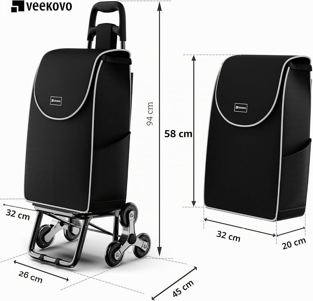 Einkaufswagen Klappbar 56L,Einkaufstrolley Treppensteiger,Trolly Einkaufswagen Klappbar, Hackenporsc