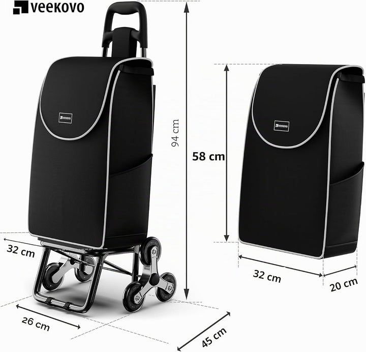 Einkaufswagen Klappbar 56L,Einkaufstrolley Treppensteiger,Trolly Einkaufswagen Klappbar, Hackenporsc