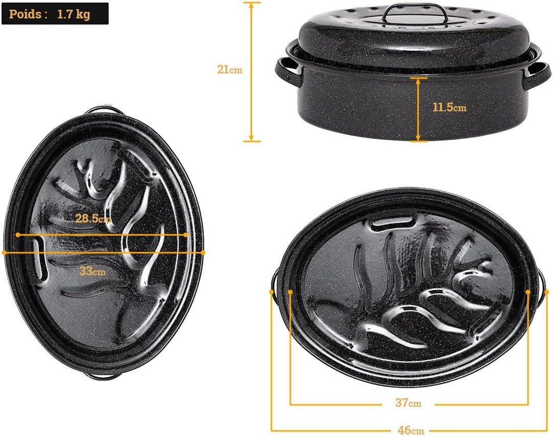 GRANITEWARE - Bräter Roaster aus emailliertem Stahl + Rezeptbuch - Gross