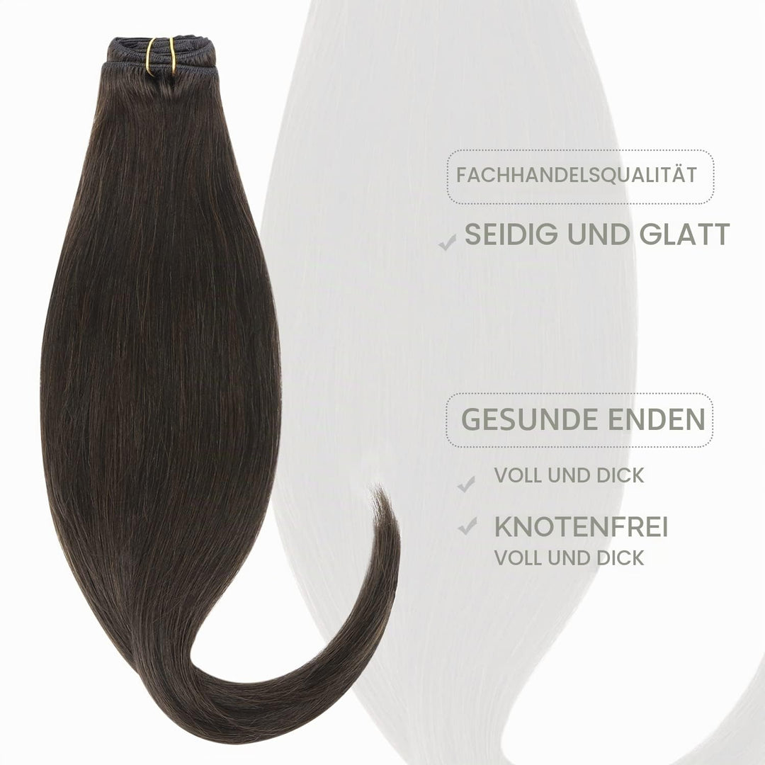 WENNALIFE Clip in Extensions Echthaar, 75g 5pcs 40cm Dunkel Braun Extensions Clip in Remy Clip in Ex