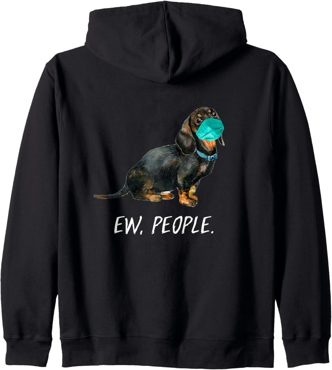 DACKEL mit Gesichtsmaske Mundschutz Hund EW PEOPLE Kapuzenjacke