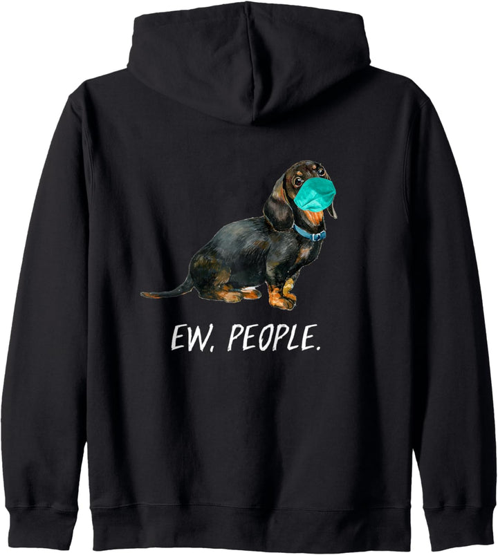 DACKEL mit Gesichtsmaske Mundschutz Hund EW PEOPLE Kapuzenjacke