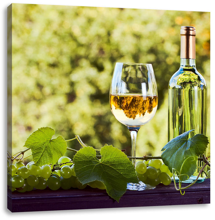 Wein und Weintrauben, Format: 70x70 auf Leinwand, XXL riesige Bilder fertig gerahmt mit Keilrahmen,