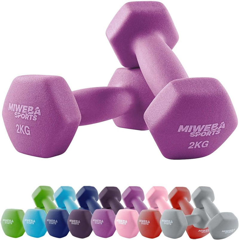 Miweba Sports Neopren Hantelset NKH100 | 𝐏𝐫𝐨𝐟𝐢 Hanteln - 0.5-10.0 Kg - Hexagon Hanteln Set - Kurzhan