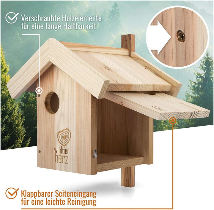 wildtier herz I Eichhörnchen Kobel – Nest für Eichhörnchen aus verschraubtem Massiv-Holz, Eichhörnch