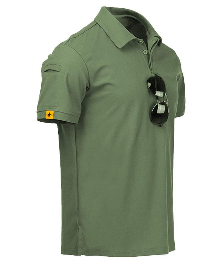 geeksport Poloshirt Herren Golf Kurzarm Freizeit Sport Polo Tennis Tshirts mit Brillenhalter Knopfle