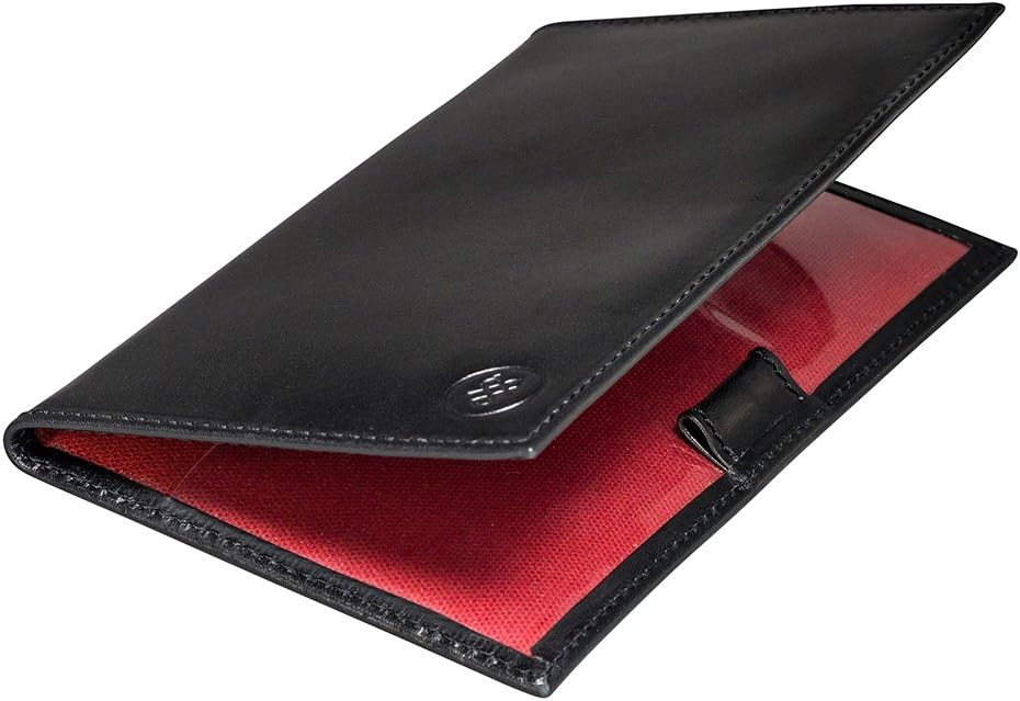 Maxwell Scott Hochwertiger Leder Golfkartenhalter Sestino in Schwarz, Schwarz