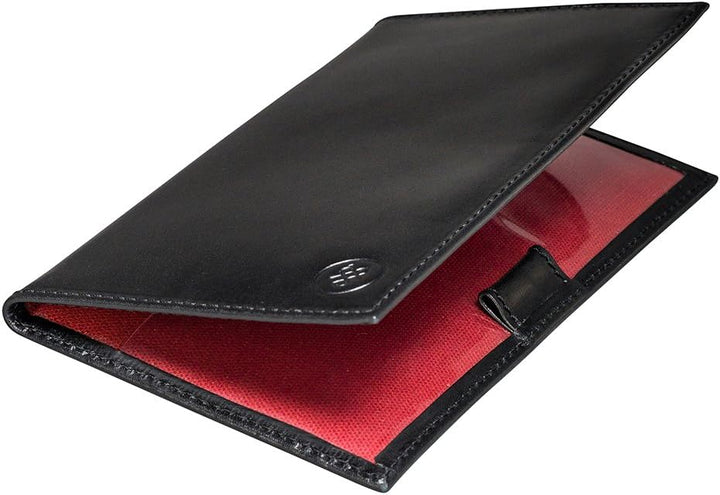 Maxwell Scott Hochwertiger Leder Golfkartenhalter Sestino in Schwarz, Schwarz
