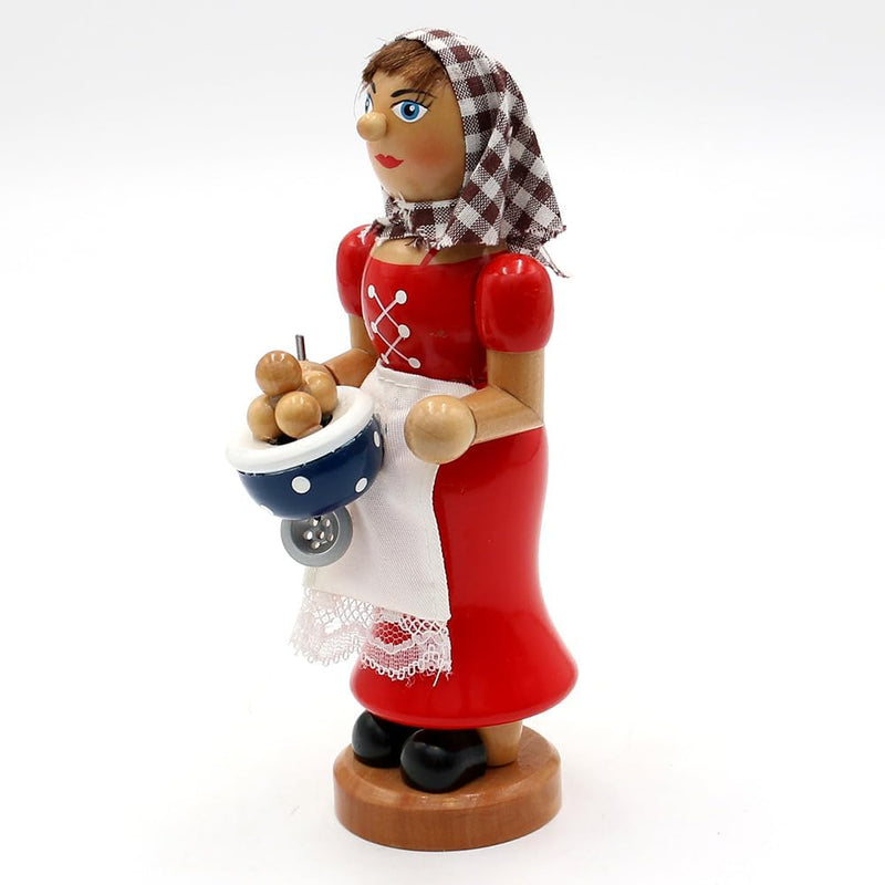 Dekohelden24 Räucherfrau, ca. 18 cm, Klossfrau Rot