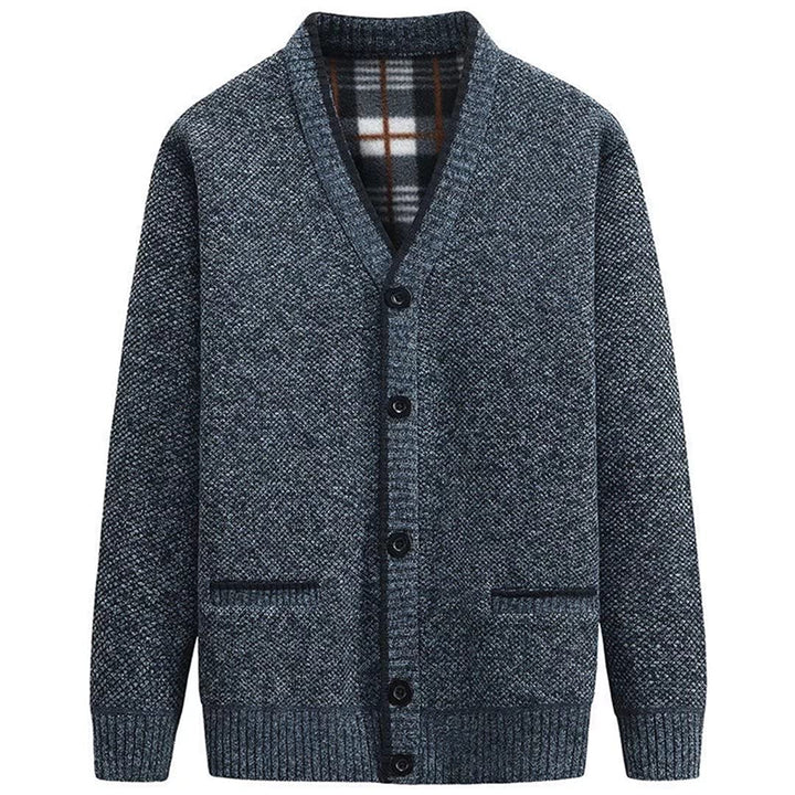Strickjacke Herren Cardigan Pullover - Gestrickt Trachtenjacke Cardigan Herren Schwarz Grau mit Tasc