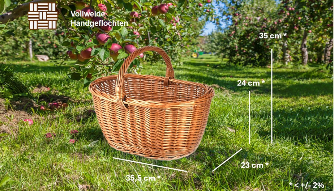 MyBer® Einkaufskorb Rattankorb Weidenkorb Flaschenkorb Geschenkkorb geflochten BTH 43/33/25-34cm sta