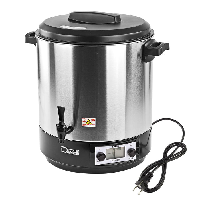 DEMA Edelstahl Einkochtopf DEA2000DX – Einkochautomat, Einkocher, 2000W, 27L, 30–100°C, robust &amp; lan
