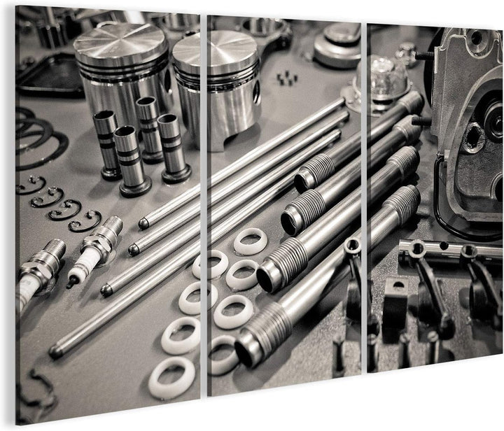 islandburner, Bild auf Leinwand Sammlung von Präzisionsteilen für Automotoren, die in Einer Werkstat