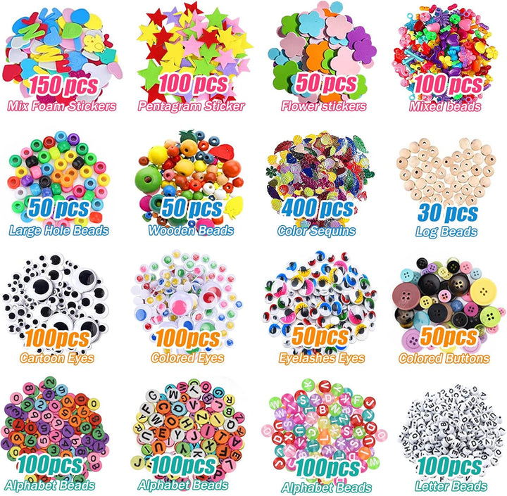 Bastelset Kinder,3000+ DIY Basteln Bastelkoffer,DIY Kunsthandwerk Bastelkoffer Bastelbedarf Art Craf