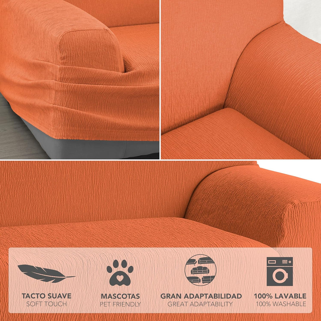 Martina Home Elastischer Sofabezug Modell Emilia 2 Plätze orange, 2 Plätze Orange