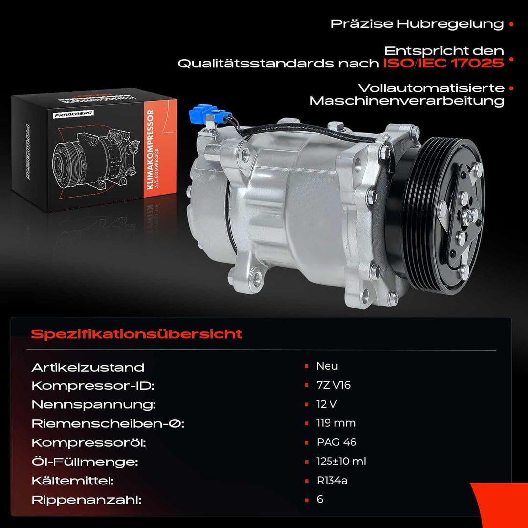 Frankberg Klimakompressor Klimaanlage Kompatibel mit Golf III 1H1 1.6L-2.0L 1991-1997 Golf IV 1E7 1.
