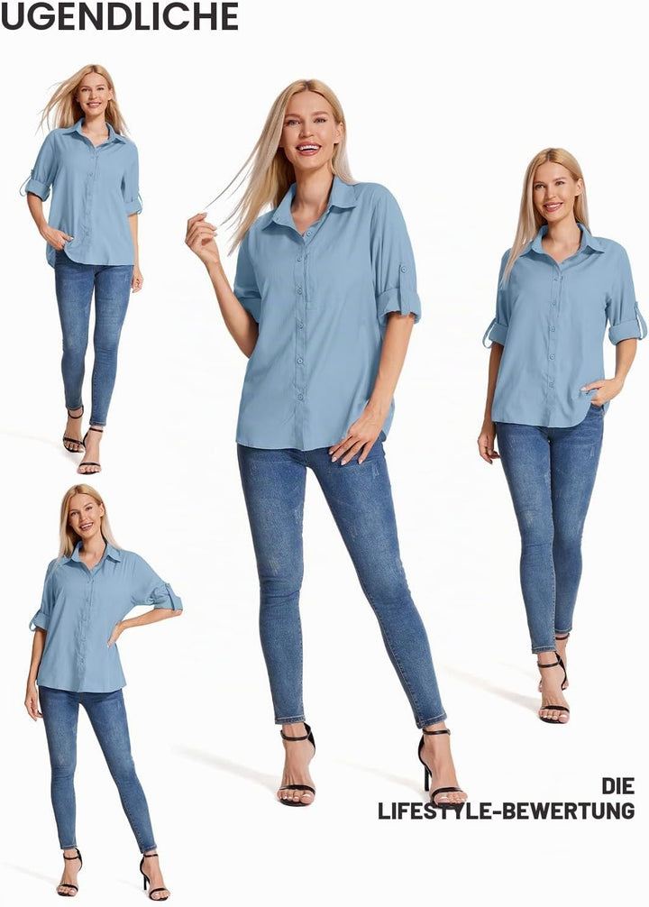 yeyity Damen Hemdbluse UV Schutz Langarmshirt Damen Schnell Trocknende Sport Shirts Wandershirt Safa