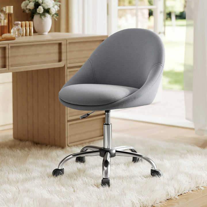 SONGMICS Homeoffice-Stuhl, Schminkstuhl aus Baumwoll-Leinen-Mischgewebe, Schreibtischstuhl, Schaumst
