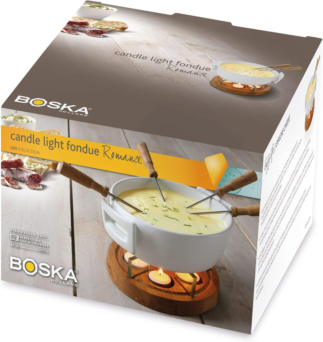 Boska Candle Light Fondue Twinkle/auch für die Mikrowelle geeignet/Keramik/Edelstahl/Holz / 230 x 19