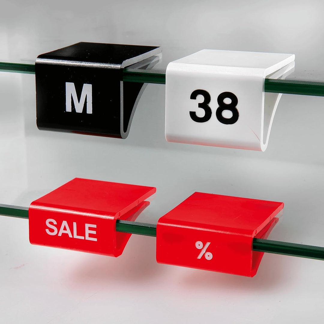 Deco Woerner Rabatt-Hinweis Aktions-Reiter Sale Clipper Grössenstecker für Regalböden% Schmal