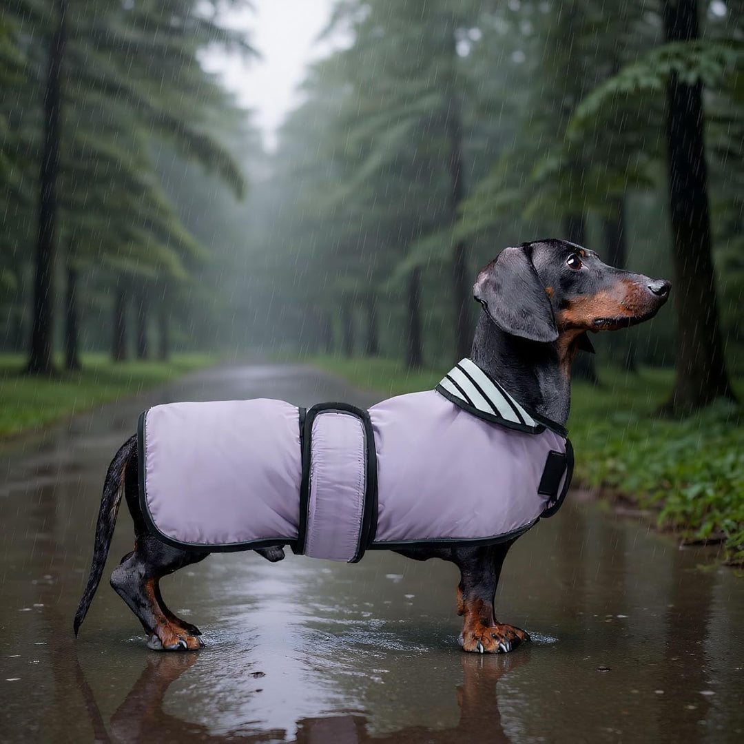 Geyecete Hunde Regenmantel,Einstellbar Wasserdicht Hundejacke für Dackel,Regenmantel mit reflektiere