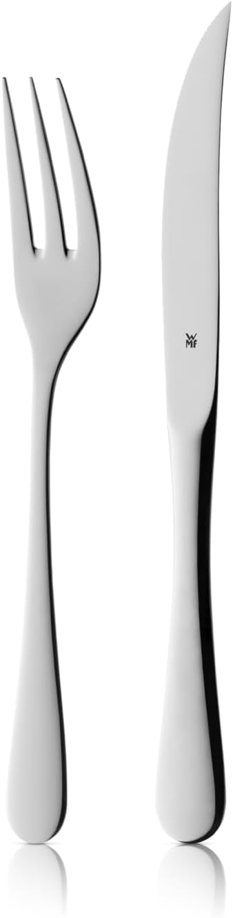 WMF Steakbesteck 12-teilig, Steakbesteck Set für 6 Personen, Steakmesser Set, Steakgabel, Cromargan