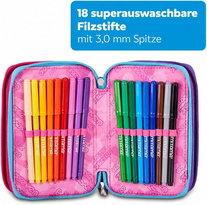 Seven Federmäppchen, Mäppchen, Mehrfarbig, Federtasche für Schreibwaren, Etui komplett mit Bleistift
