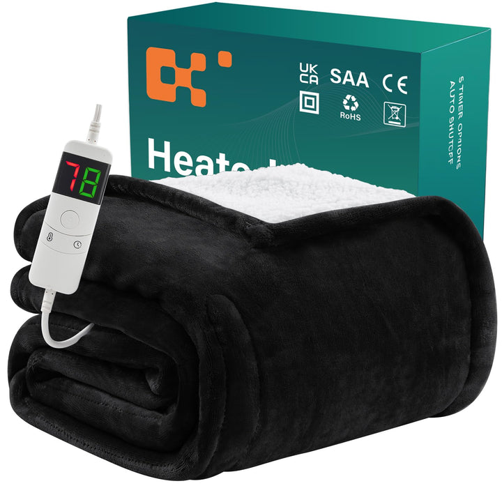 BOMOVA Heizdecke Wärmedecke mit Abschaltautomatik,Kuscheldecke flauschig Weihnachten,10 Heizstufen &