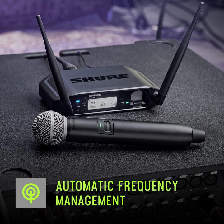 Shure GLXD24R+/SM58 Dual Band Pro Digitales drahtloses Mikrofonsystem für Kirche, Karaoke, Gesang –
