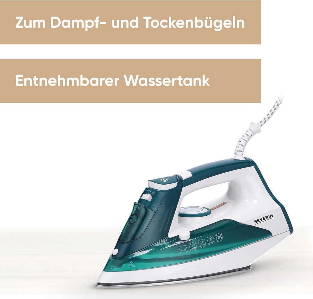 Severin BA 3261 Dampfbügeleisen, 2400, Kunststoff, 175 ml, weiss-grün