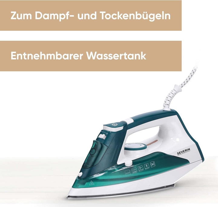 Severin BA 3261 Dampfbügeleisen, 2400, Kunststoff, 175 ml, weiss-grün