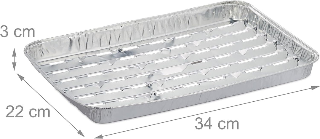 Relaxdays Grillschale Alu, 25er Set, BxT: 34 x 22 cm, Aluminiumschale mit Löchern, bis 260°C, Grill