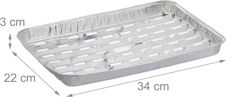 Relaxdays Grillschale Alu, 25er Set, BxT: 34 x 22 cm, Aluminiumschale mit Löchern, bis 260°C, Grill